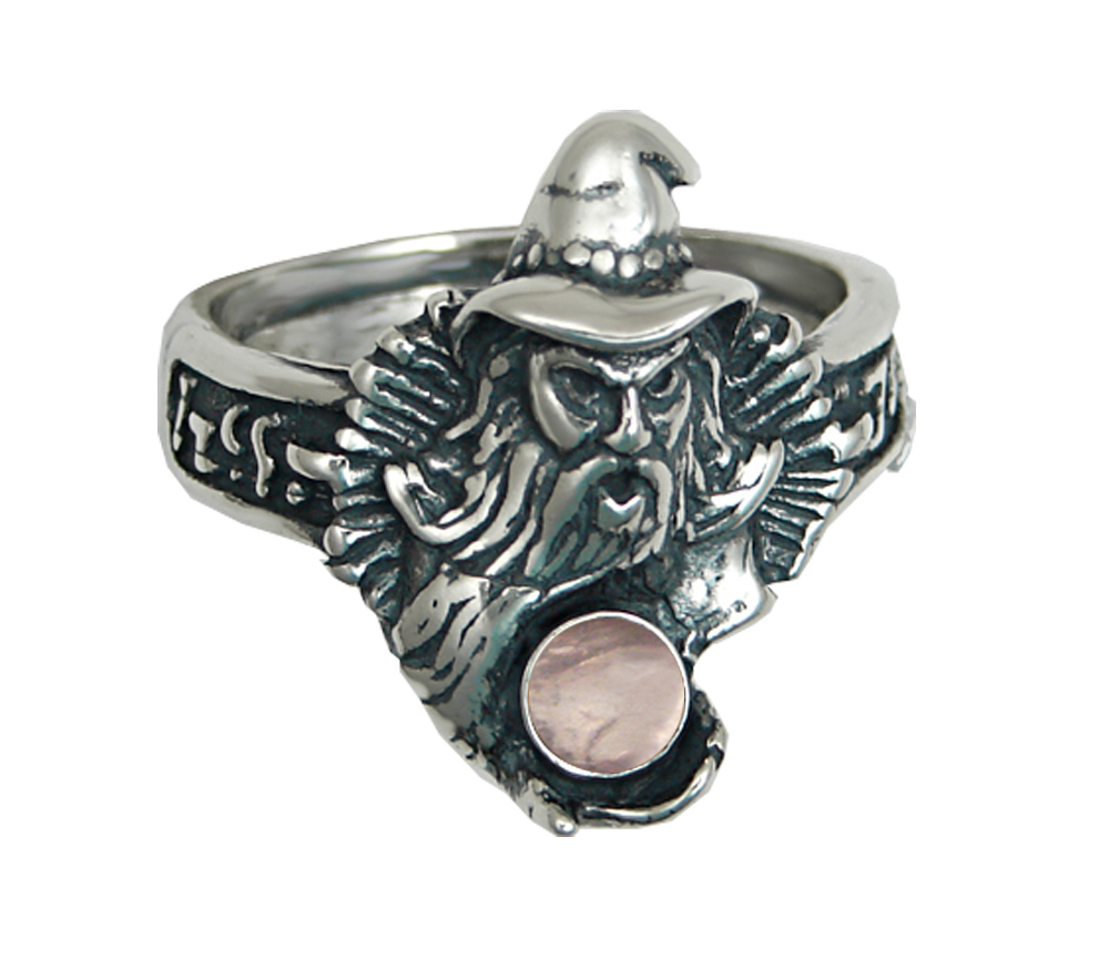 Sterling Silver Wizard Ring With Rose Quartz Size 8
